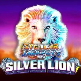 Logo of Stellar Jackpots with Silver Lion from Lightning Box Game at Crown Green Casino